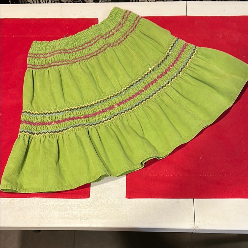 Girls Vintage Benetton Green Corduroy Skirt